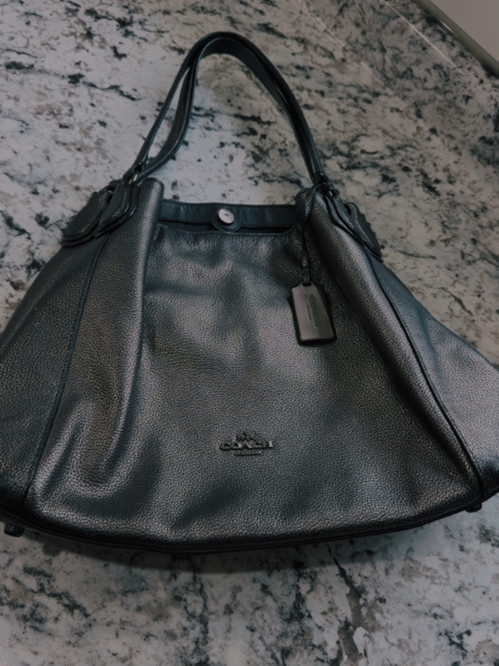 Coach Black Pebbled Leather Shoulder Tote